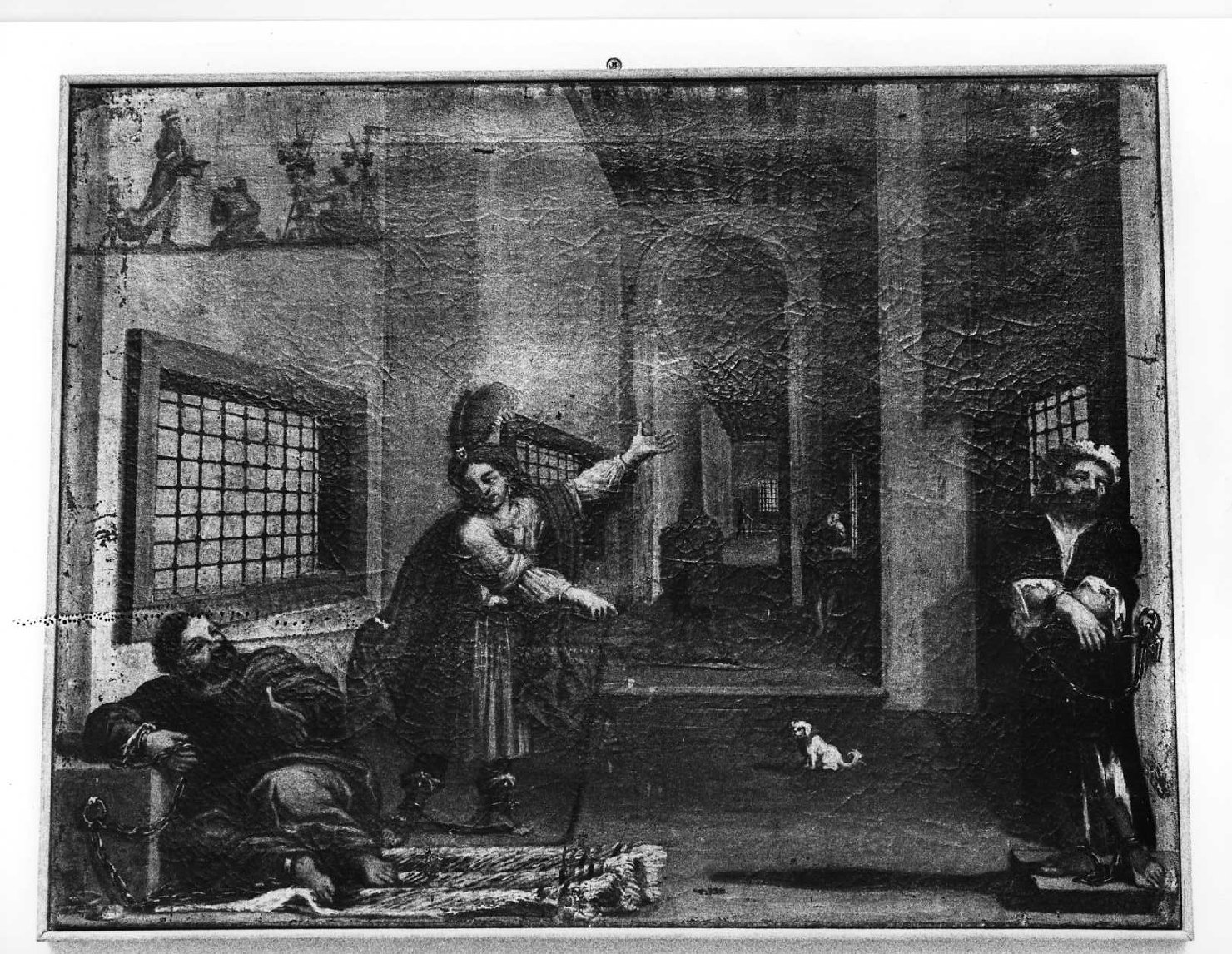 Giuseppe interpreta i sogni del coppiere e del panettiere (dipinto, elemento d'insieme) - ambito dell'Italia centrale (prima metà sec. XVII)