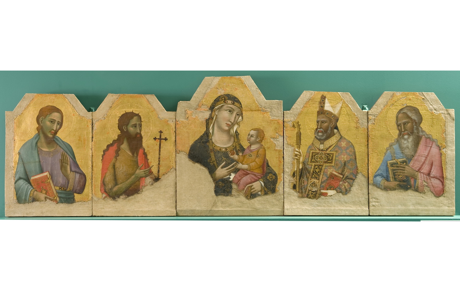 Madonna con Bambino e Santi (polittico, insieme) di Meo di Guido da Siena (prima metà sec. XIV)
