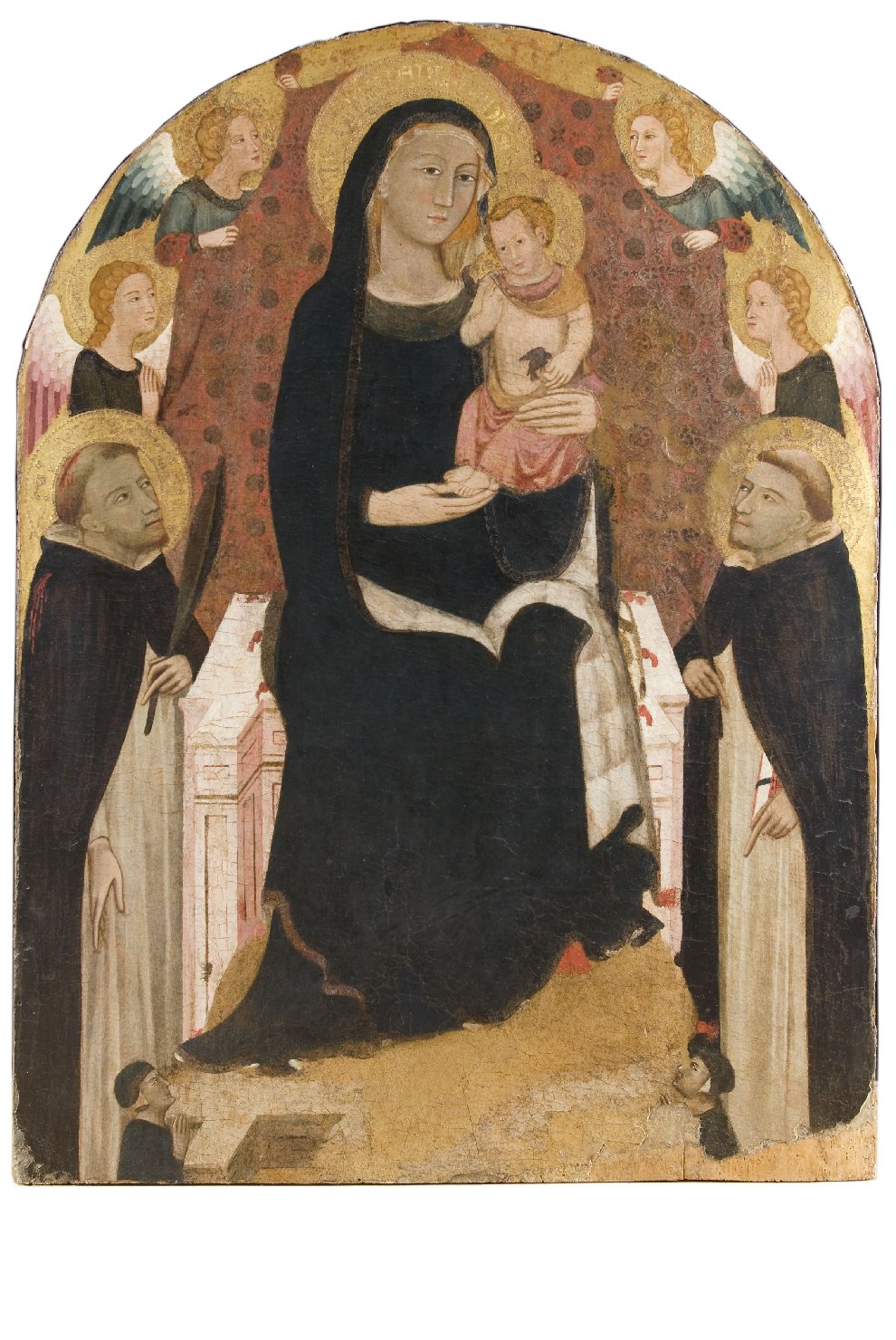 Madonna con Bambino, Santi e angeli (dipinto, opera isolata) di Maestro dei Dossali di Subiaco (prima metà sec. XIV)
