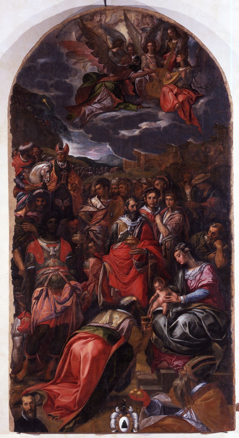 adorazione dei Re Magi (dipinto, opera isolata) di Arrigo Fiammingo (terzo quarto sec. XVI)