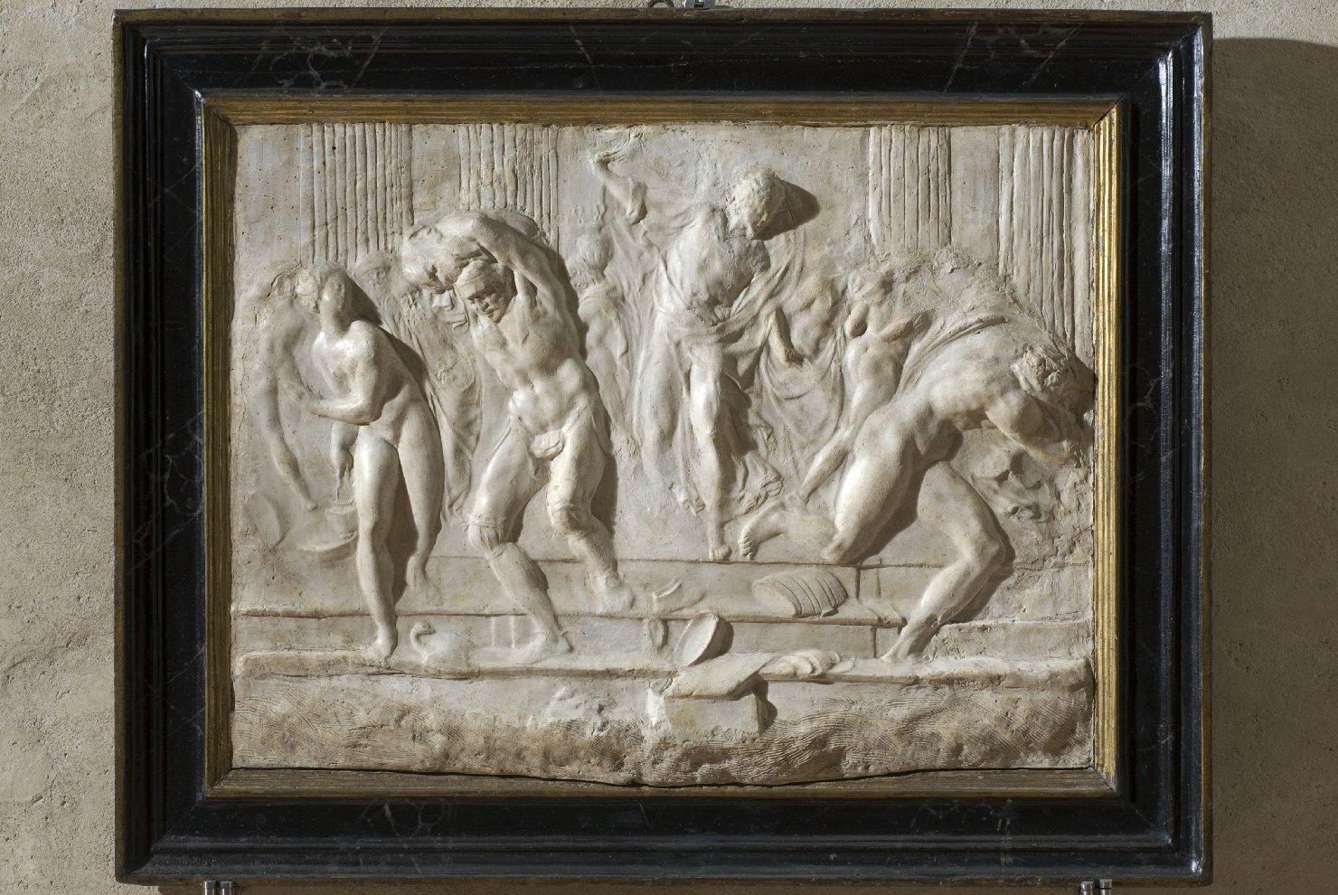 Cristo caccia i mercanti dal tempio (rilievo, opera isolata) di Danti Vincenzo (attribuito) (terzo quarto sec. XVI)