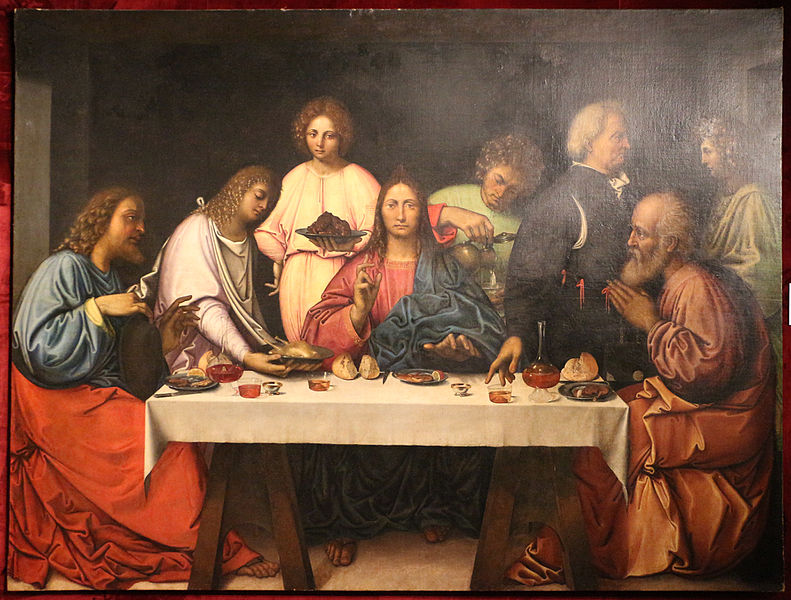 Cena in Emmaus (dipinto, opera isolata) di Giovanni Agostino da Lodi (fine/ inizio XV/XVI)