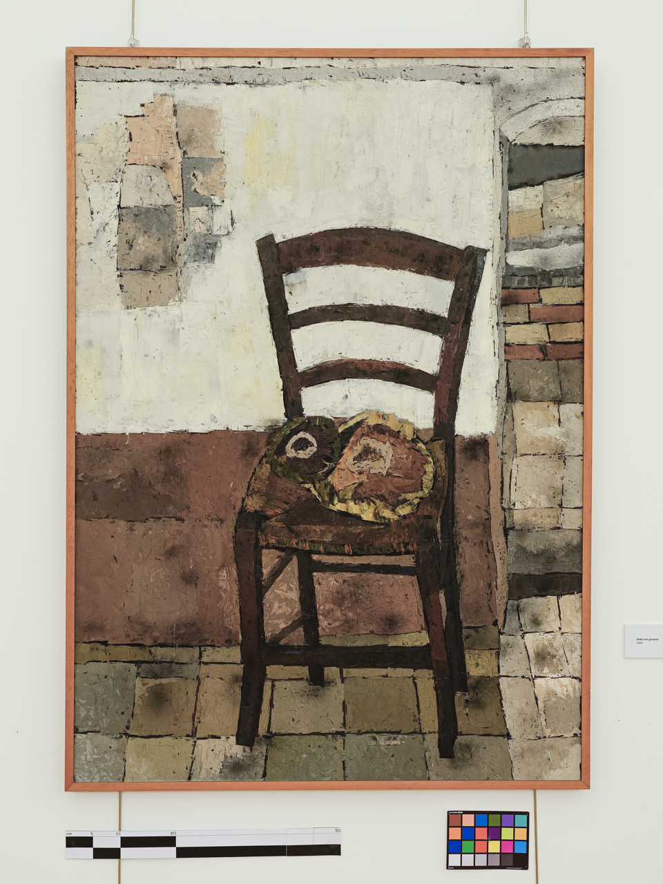 Sedia con girasole, Natura morta (dipinto) di Luigi Guerricchio - ambito lucano (XX)