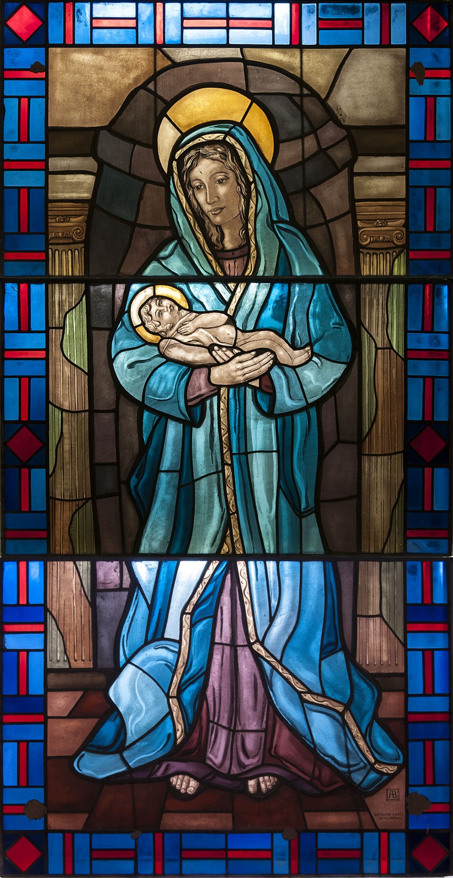 Madonna con Bambino (vetrata, opera isolata) - ambito romano ((?) XX)