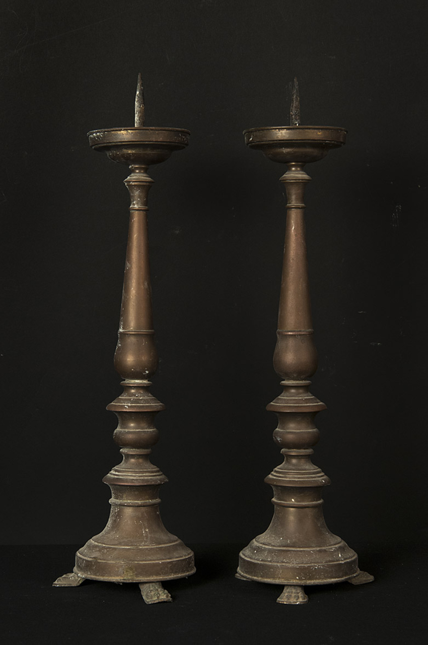 soggetto assente (candeliere d'altare, coppia) - produzione italiana (primo quarto XX)