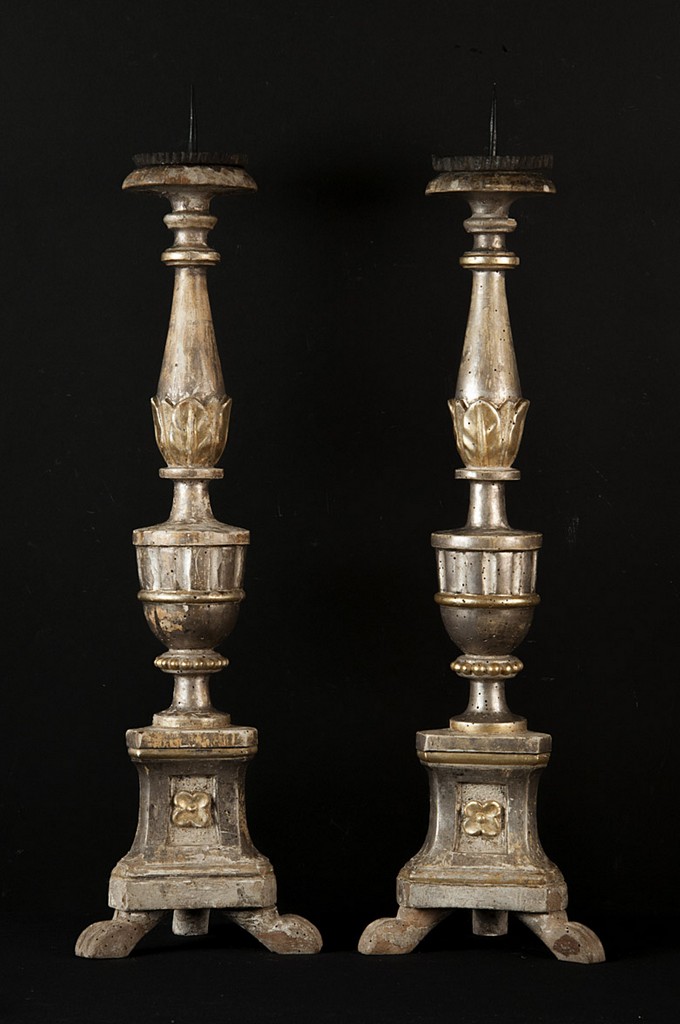 soggetto assente (candeliere d'altare, paio) - bottega Italia centrale (sec. XIX)