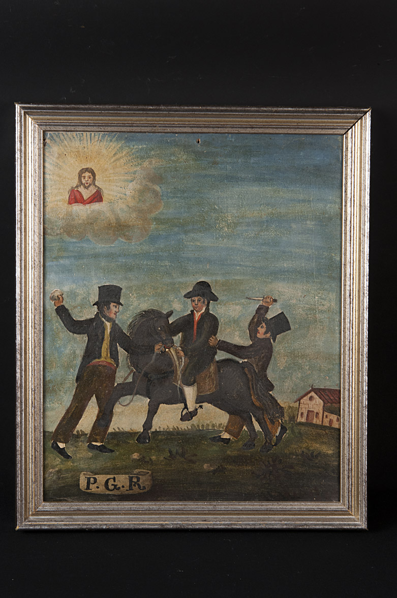 cavaliere aggredito (ex voto, opera isolata) - ambito italiano (XIX)