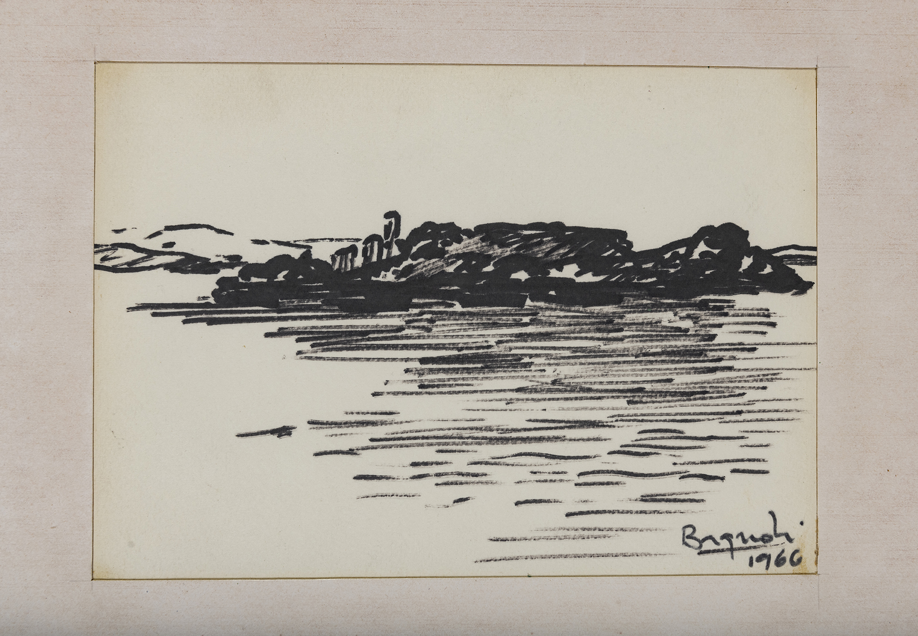 Marina, Veduta marina (disegno) di Bagnoli Bruno (terzo quarto XX)