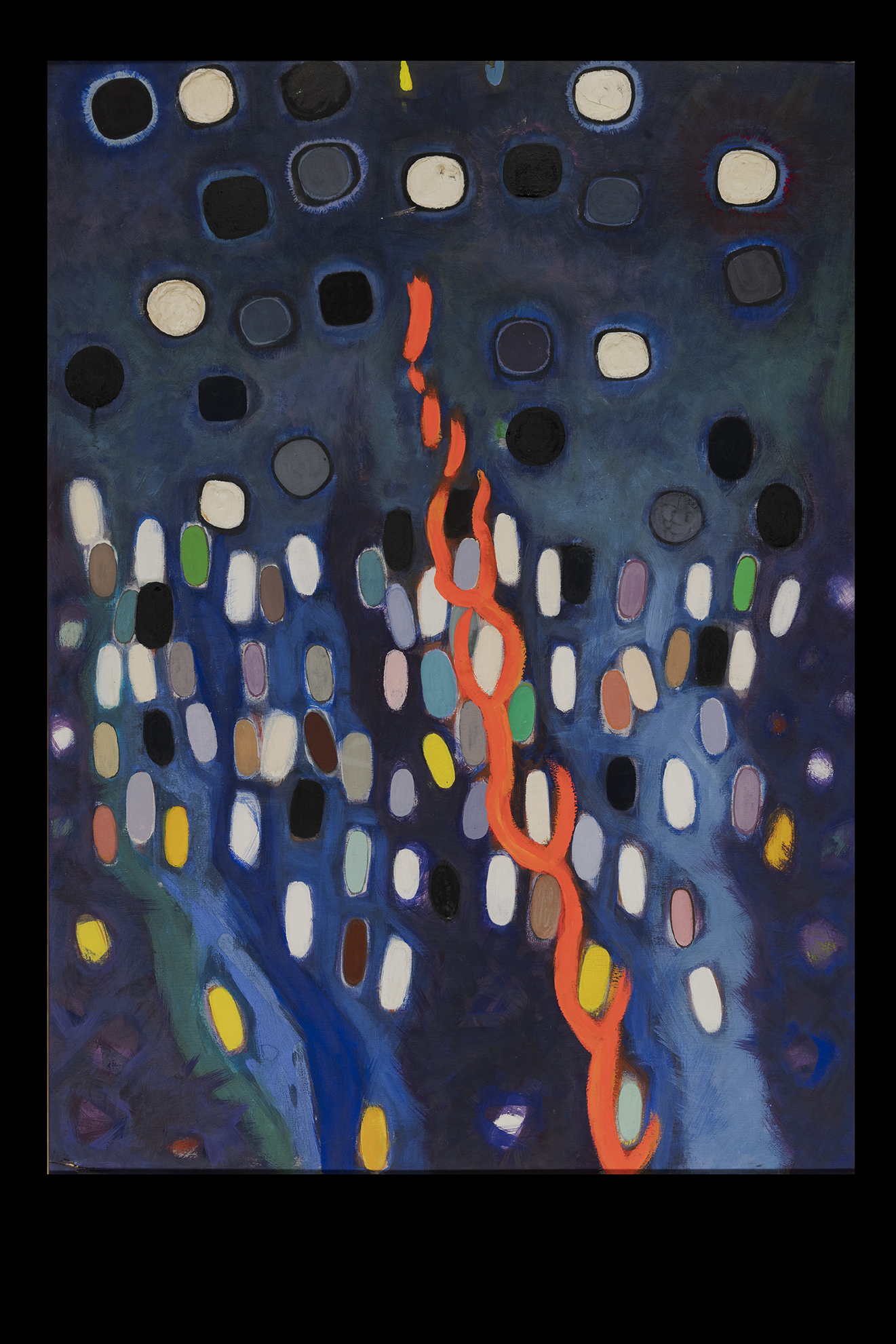 Pioggia radioattiva, Composizione astratta (dipinto) di Gambassi Piero (terzo quarto XX)