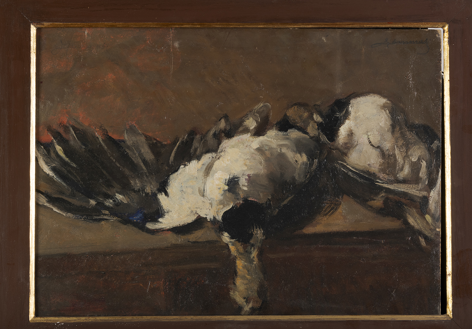 Natura morta, Uccelli su un tavolo (dipinto) di Tommasi Ludovico (primo quarto XX)