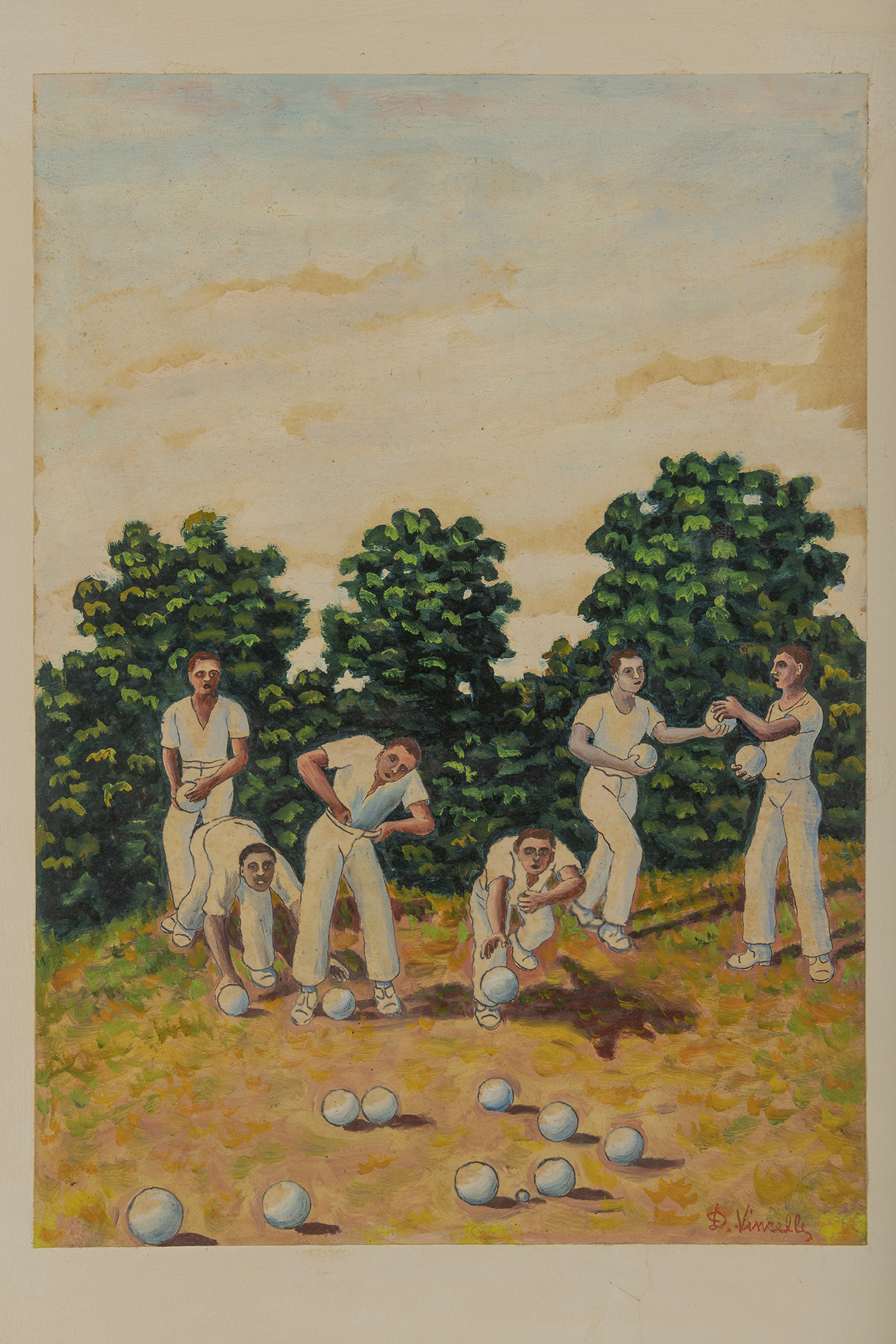 La partita in sei, Giocatori di bocce (dipinto) di Vincelle Dante (secondo quarto XX)