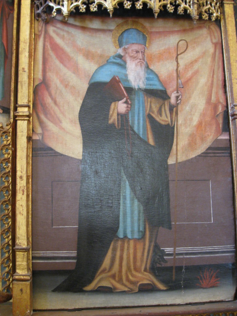 Sant'Antonio abate (dipinto, elemento d'insieme) di Cavaro, Michele (bottega) (XVI)