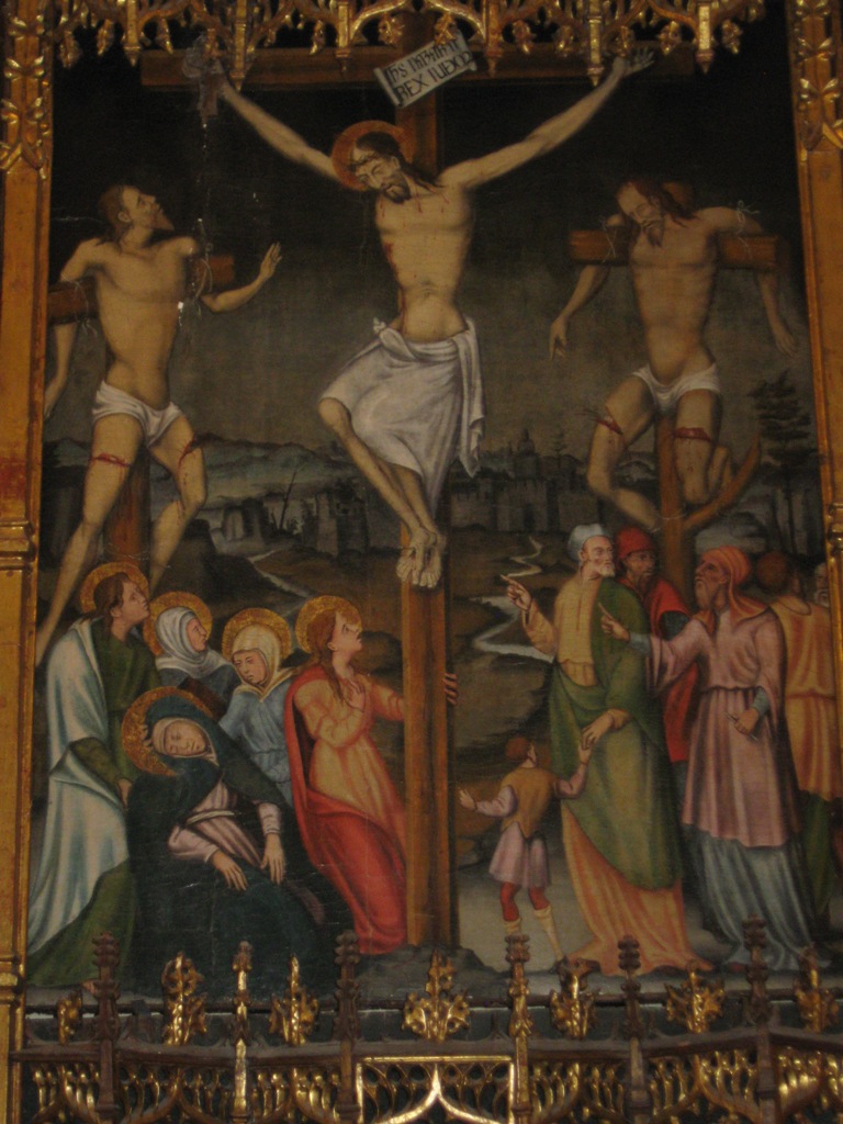 crocifissione di Cristo (dipinto, elemento d'insieme) di Cavaro, Michele (bottega) (XVI)