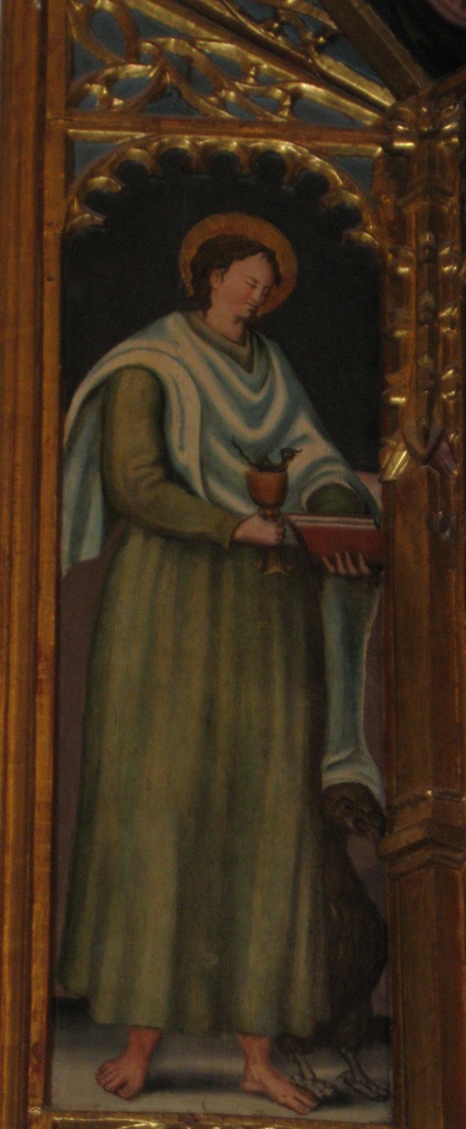 San Giovanni Evangelista (dipinto, elemento d'insieme) di Cavaro, Michele (bottega) (XVI)