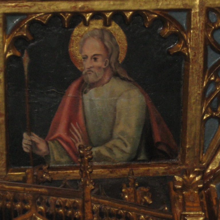 San Tommaso (dipinto, elemento d'insieme) di Cavaro, Michele (bottega) (XVI)