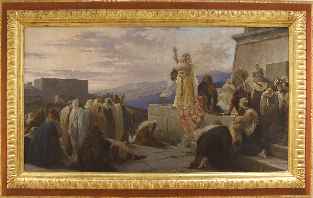 Studio preparatorio per il trionfo di Giuditta, Giuditta mostra al popolo la testa di Oloferne (dipinto) di Aldi Pietro (XIX)