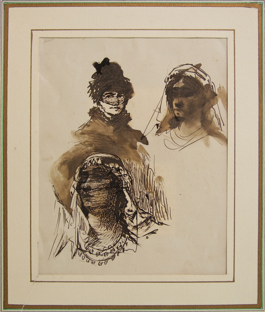 studio di tre teste femminili (disegno) di Aldi Pietro (XIX)