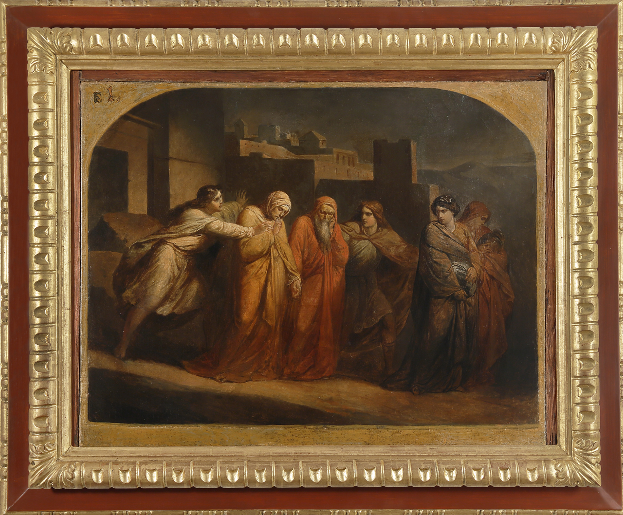 Lot e la famiglia in fuga da Sodoma (dipinto) - ambito romano (XIX)