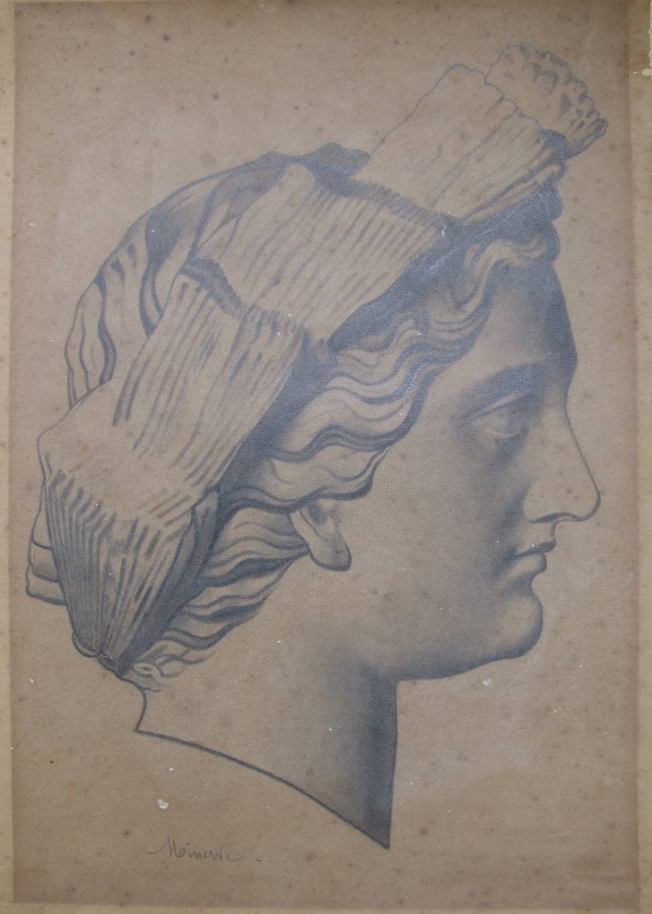testa della statua di Minerva (disegno) di Aldi Pietro (XIX)