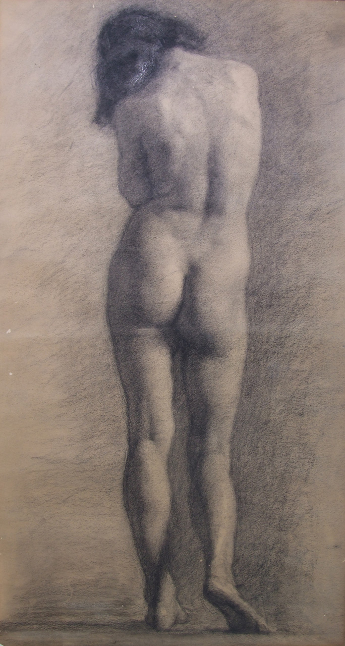 due nudi femminili da dietro (disegno) di Aldi Pietro (XIX)
