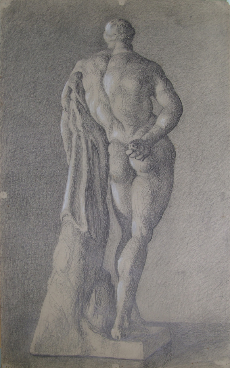 studio della statua di Ercole Farnese (disegno) di Aldi Pietro (XIX)