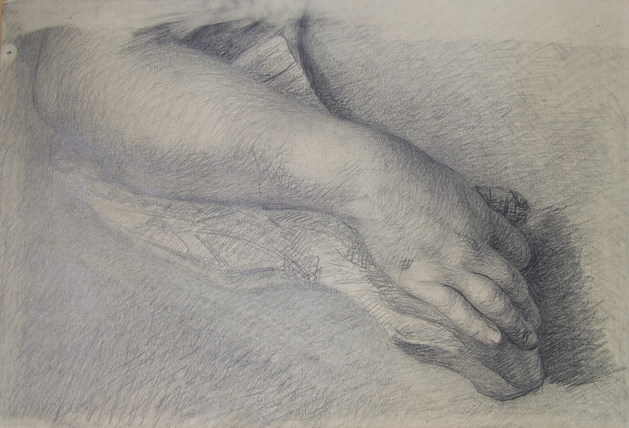Studio di braccio femminile, studio di avambraccio e mano di figura femminile (disegno) di Aldi Pietro (XIX)