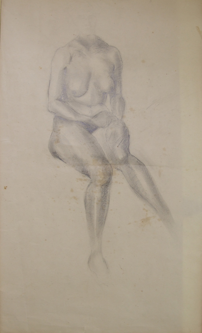 Nudo di donna, studio di nudo femminile (disegno) - ambito toscano (prima metà XX)