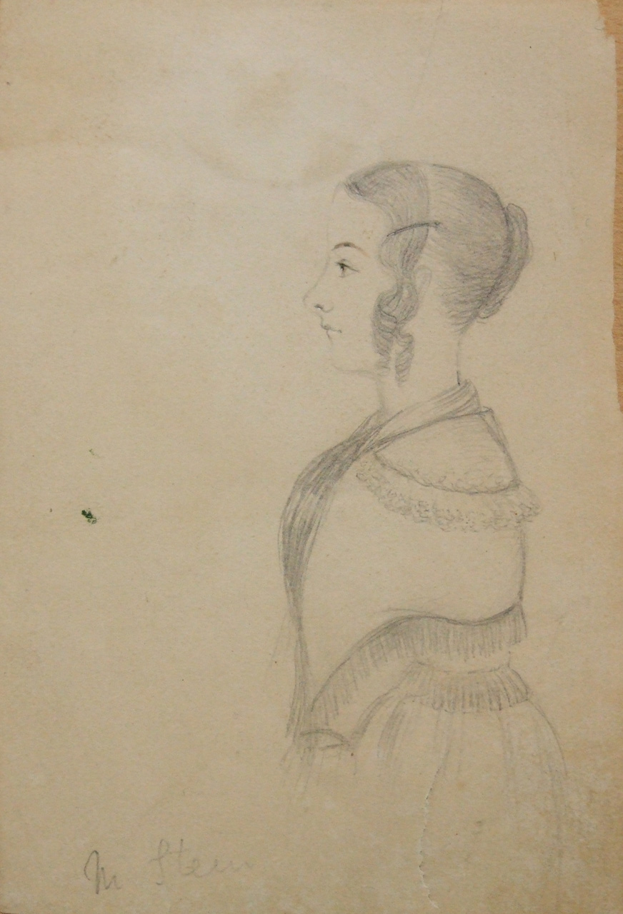 ritratto a mezza figura di M. Stein (disegno) di Aldi Pietro (XIX)