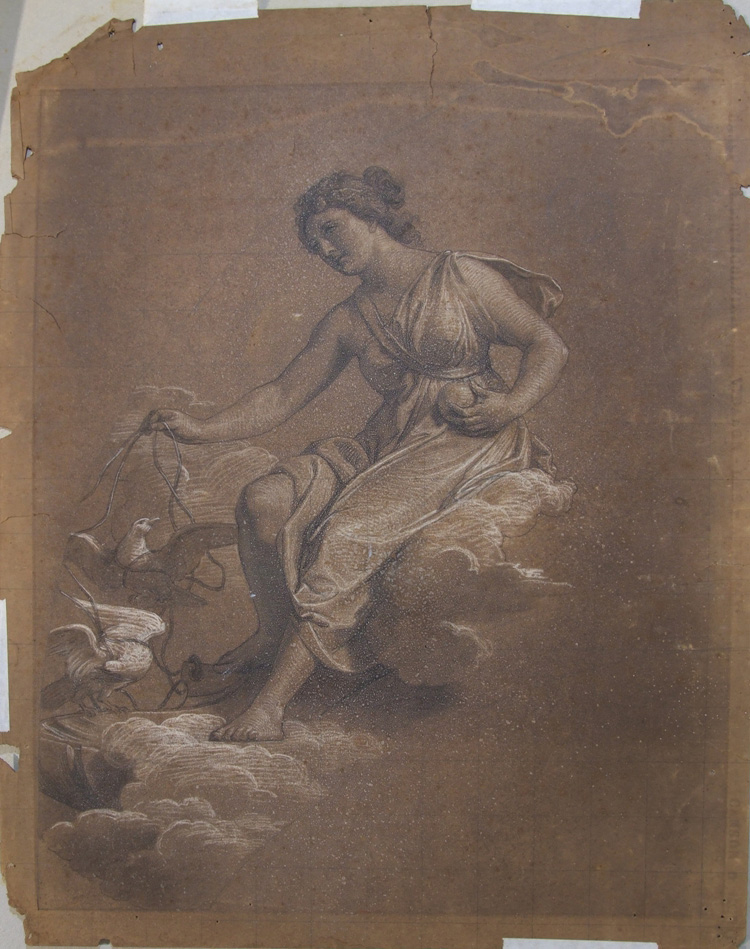 Studio per una lunetta con Venere assisa su nubi, trionfo di Venere (disegno) di Aldi Pietro (XIX)