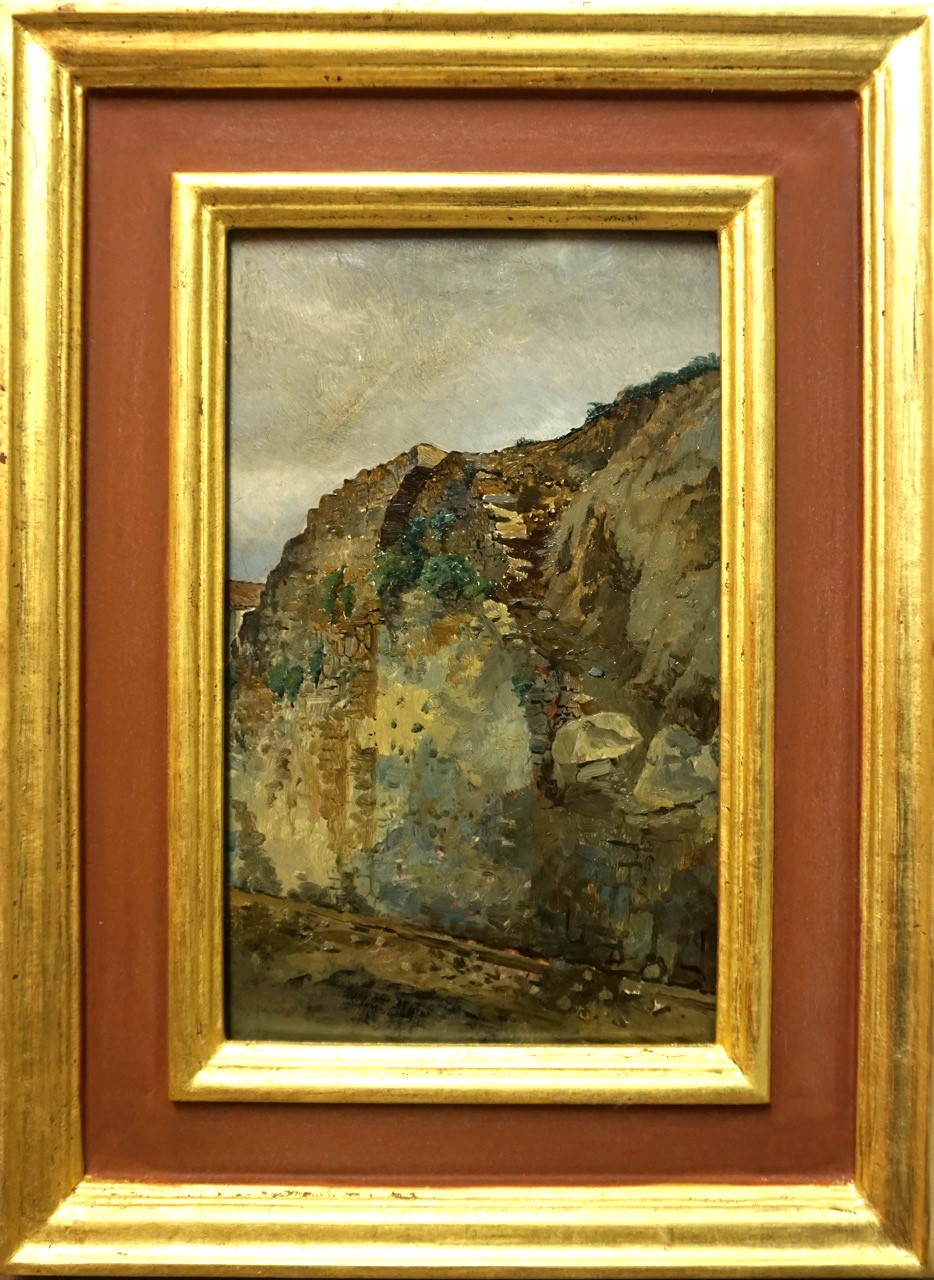 Veduta di Ischia (?), paesaggio roccioso (dipinto) di Aldi Pietro (XIX)