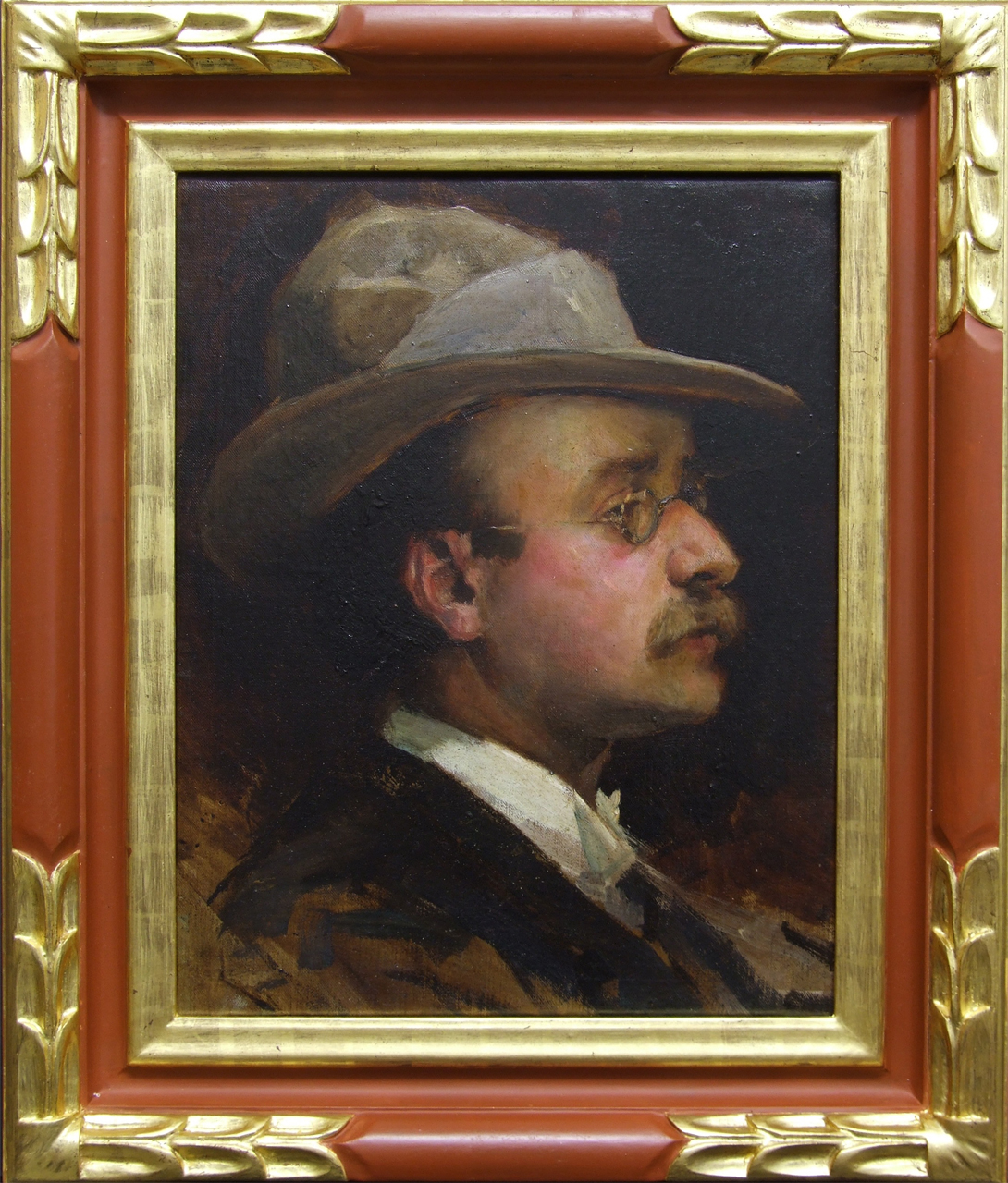 autoritratto di Pietro Aldi di profilo con cappello (dipinto) di Aldi Pietro (XIX)