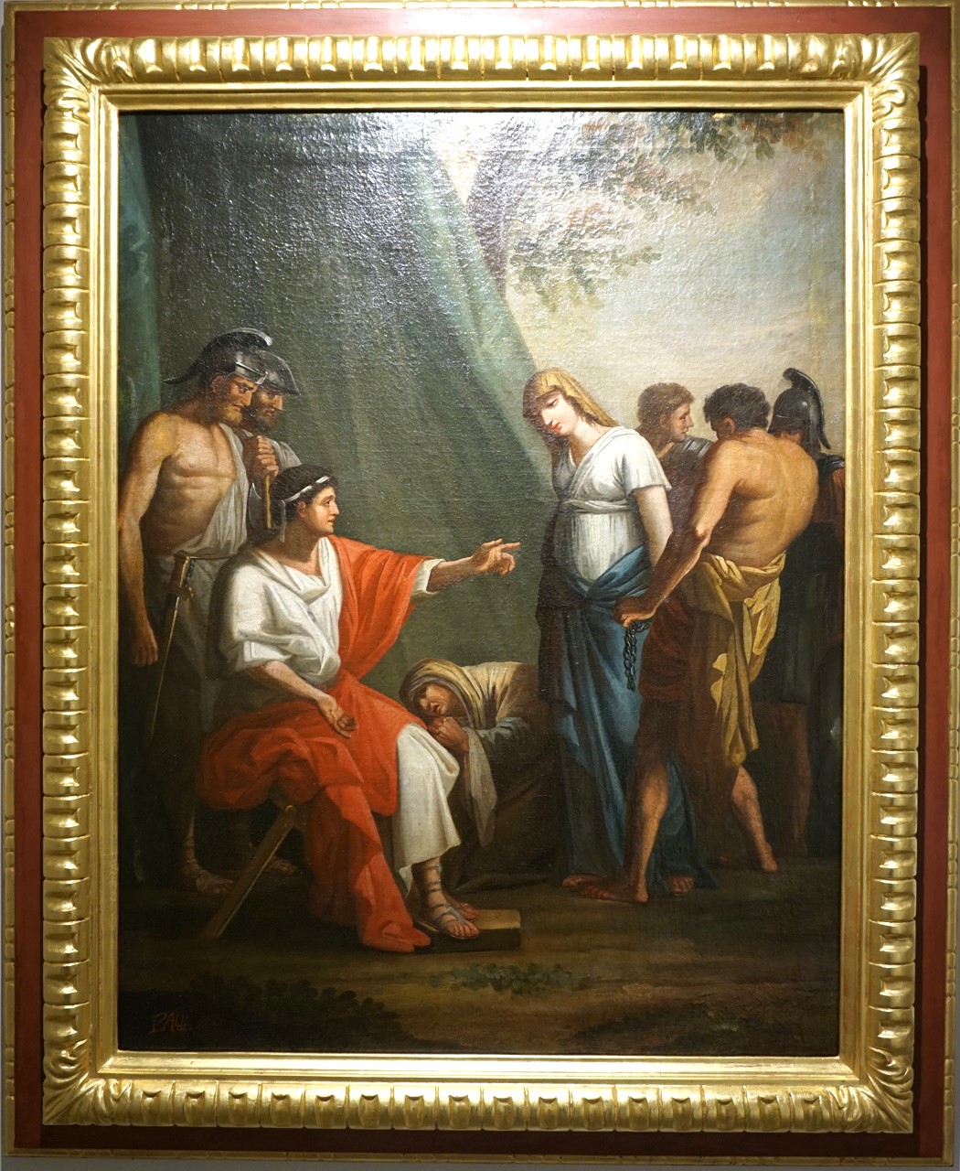 Agamennone condanna Ifigenia al sacrificio, Agamennone fa venire da casa la figlia Ifigenia (dipinto) di Aldi Pietro (XIX)
