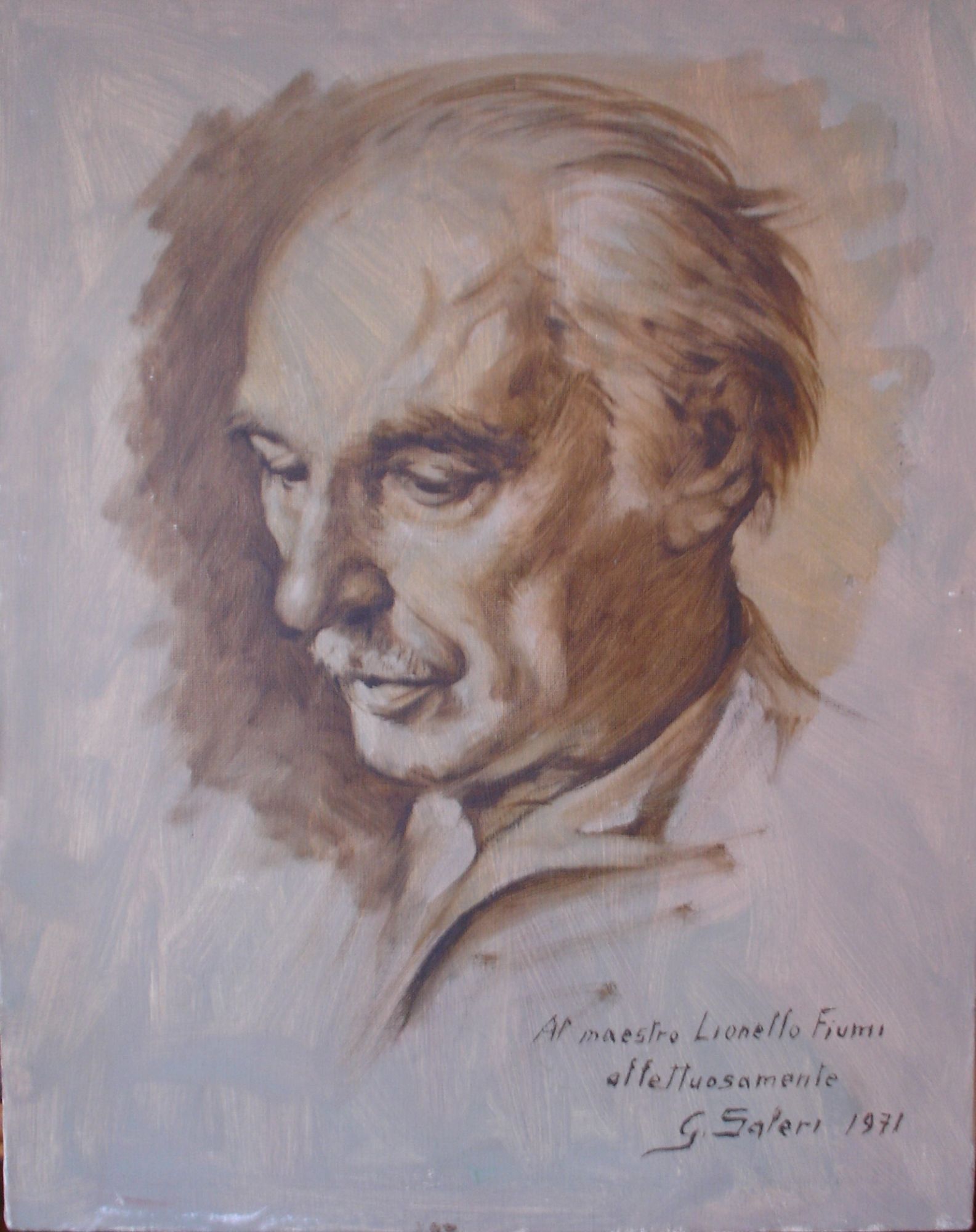 Ritratto di Lionello Fiumi, ritratto maschile (dipinto, opera isolata) di Saleri, Gabriele - ambito italiano (terzo quarto XX)