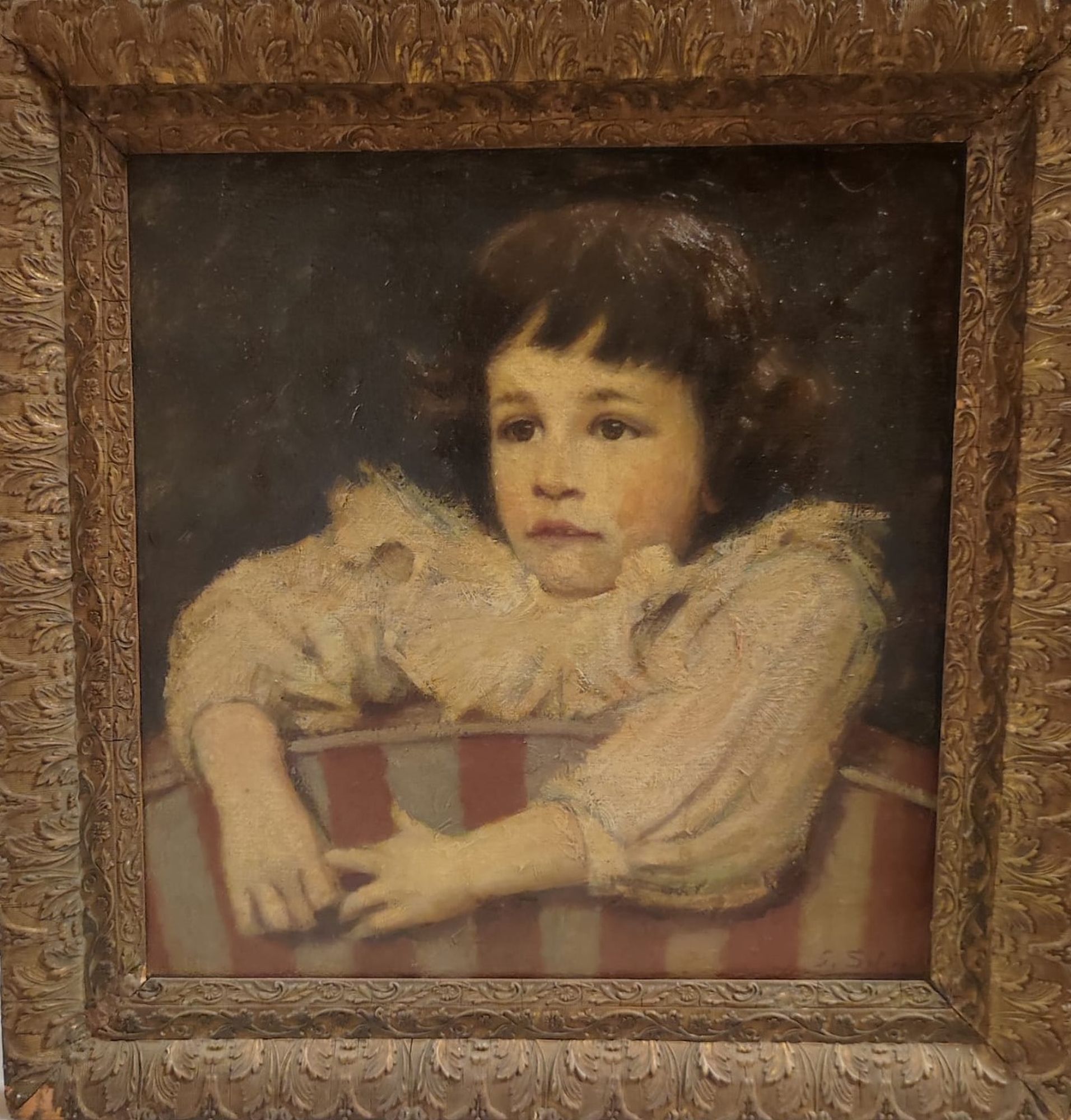 Ritratto di bambino (Lionello Fiumi bambino), ritratto di bambino (dipinto, opera isolata) di Saleri, Gabriele - ambito italiano (terzo quarto XX)