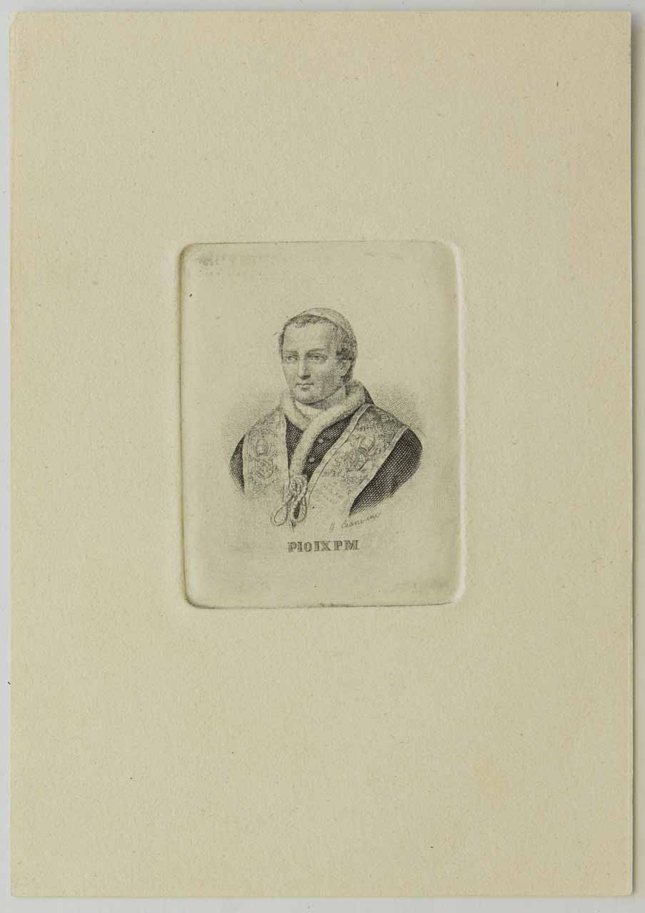 Ritratto di papa Pio IX (stampa) di Ciani Giorgio - ambito bellunese (XIX)