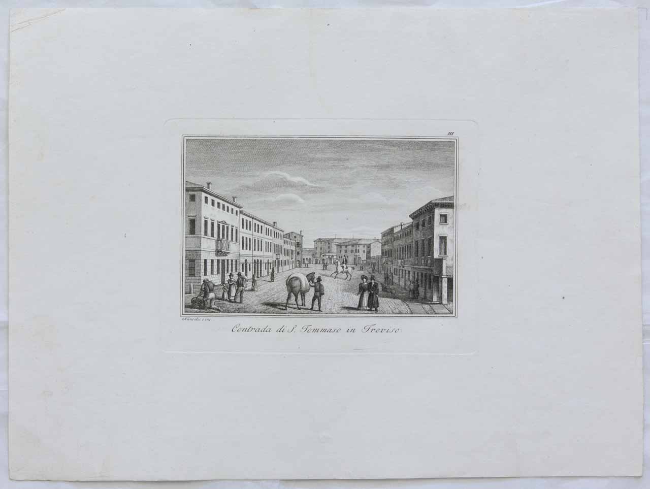 Veduta della Contrada San Tommaso di Treviso (stampa) di Nani Antonio - ambito bellunese (XIX)
