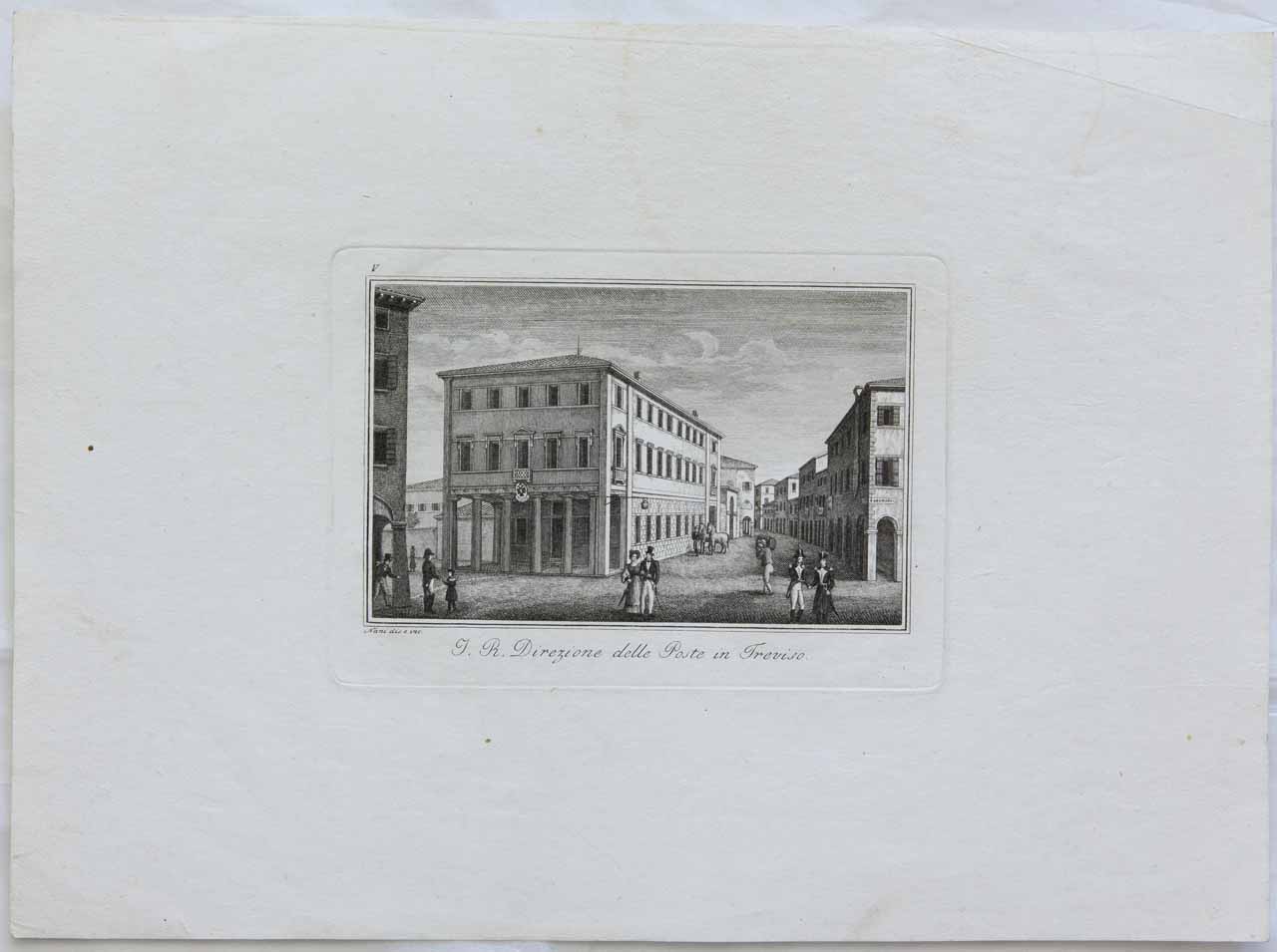 Veduta della Palazzo delle Poste di Treviso (stampa) di Nani Antonio - ambito bellunese (XIX)