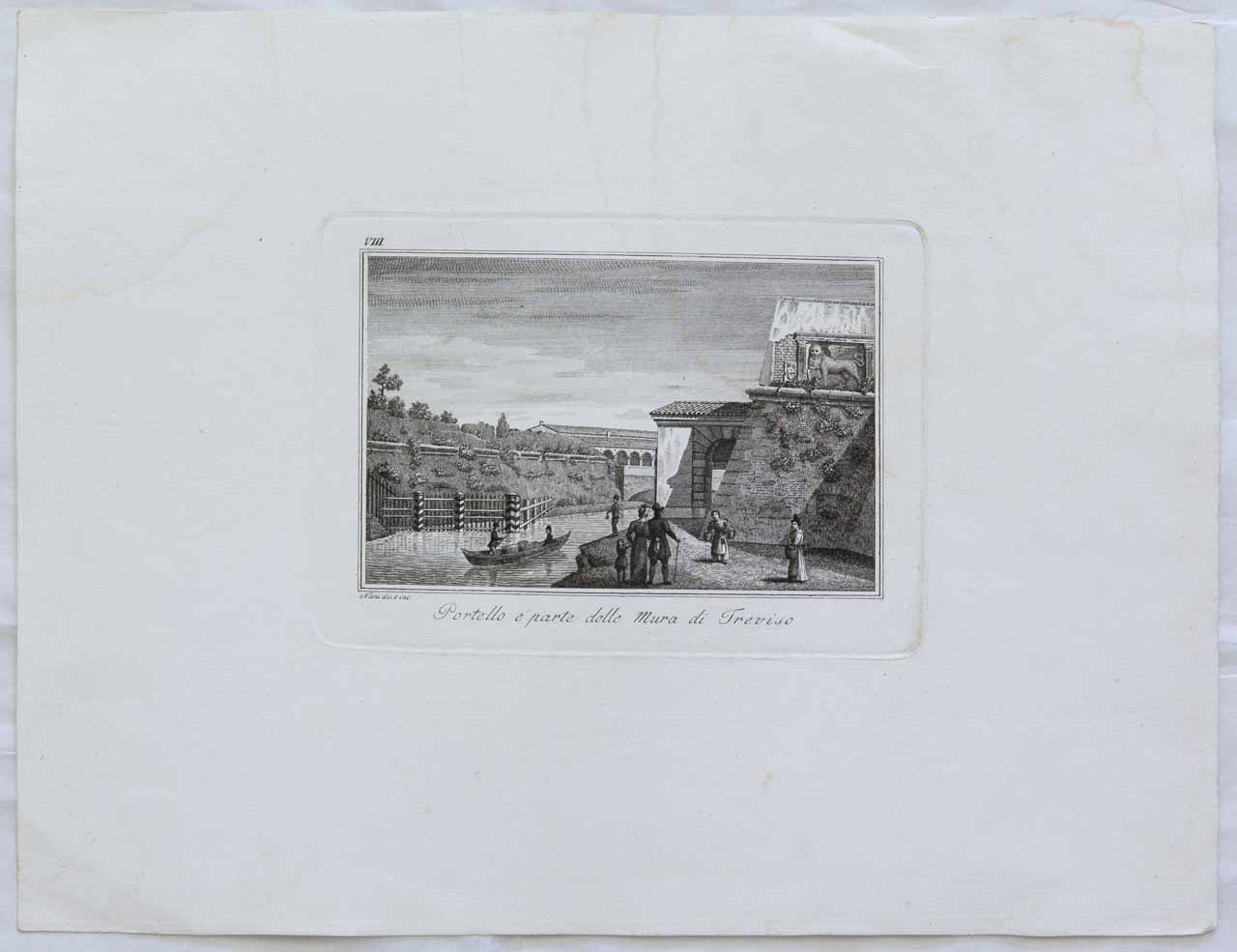 Veduta del Portello e delle Mura di Treviso (stampa) di Nani Antonio - ambito bellunese (XIX)