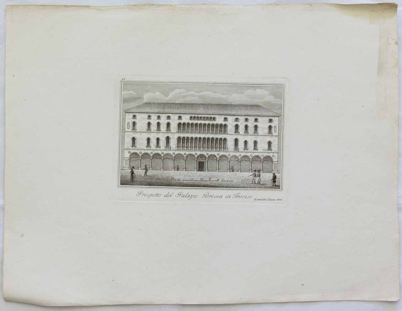 Veduta di Palazzo Bressa a Treviso (stampa) di Nani Antonio - ambito bellunese (XIX)