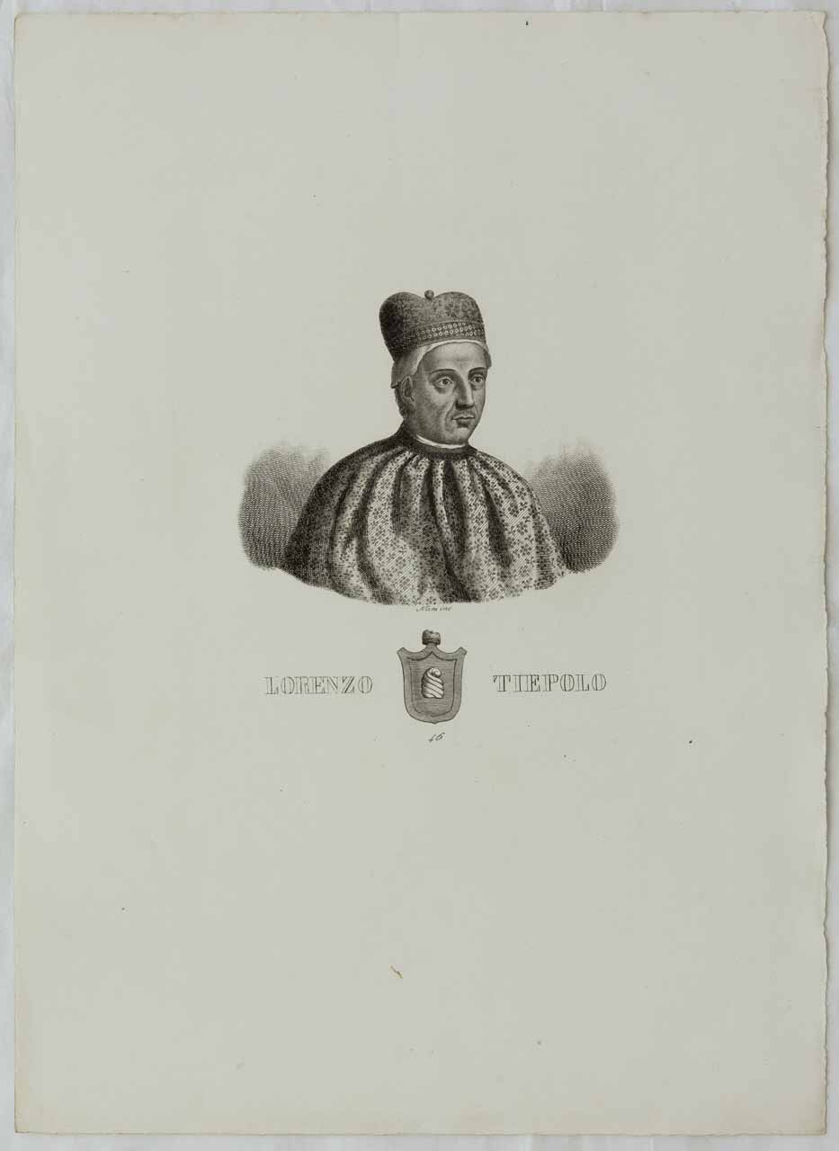 Ritratto del doge Lorenzo Tiepolo (stampa smarginata) di Nani Antonio - ambito bellunese (XIX)