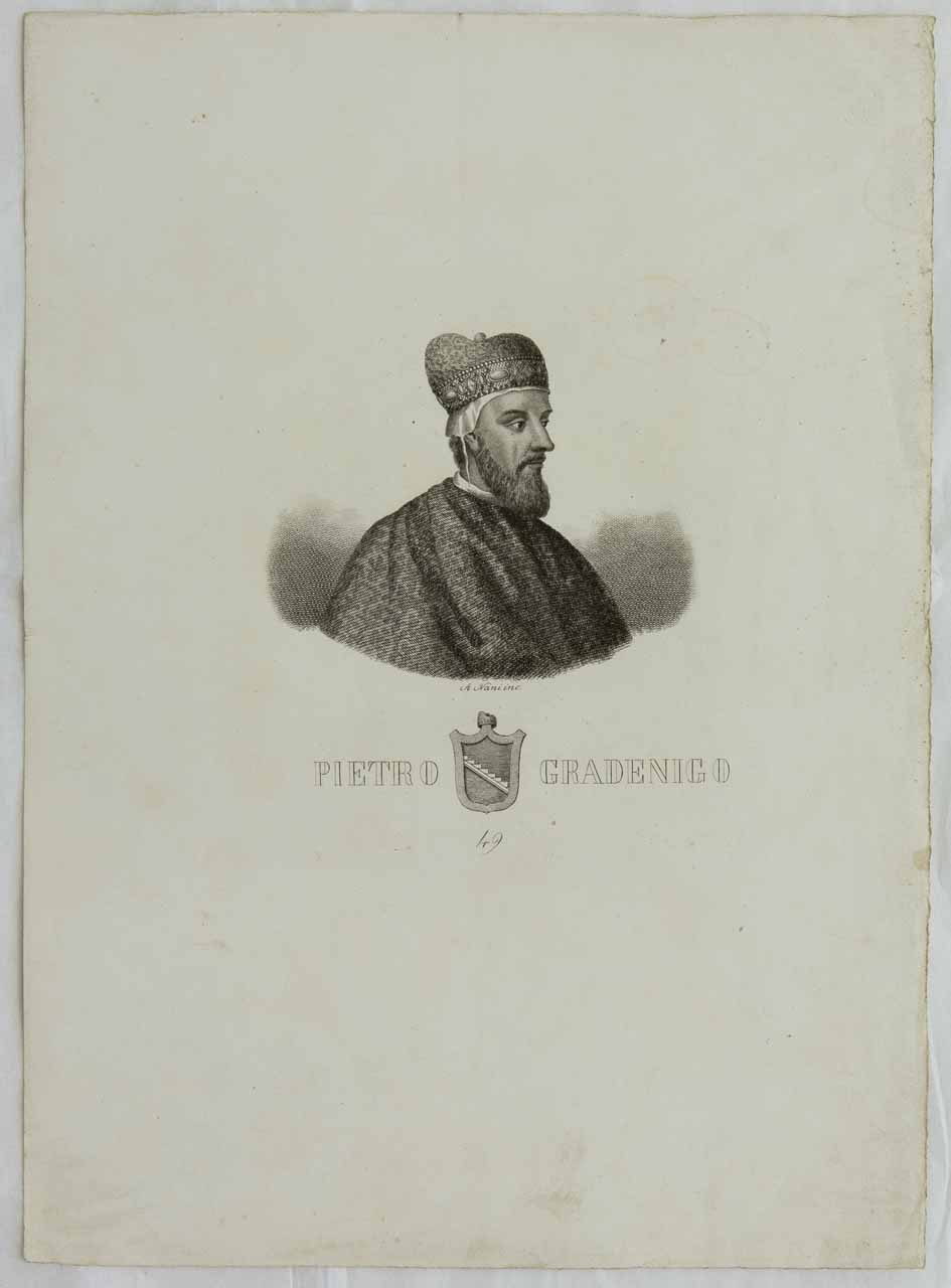 Ritratto del doge Pietro Gradenigo (stampa smarginata) di Nani Antonio - ambito bellunese (XIX)