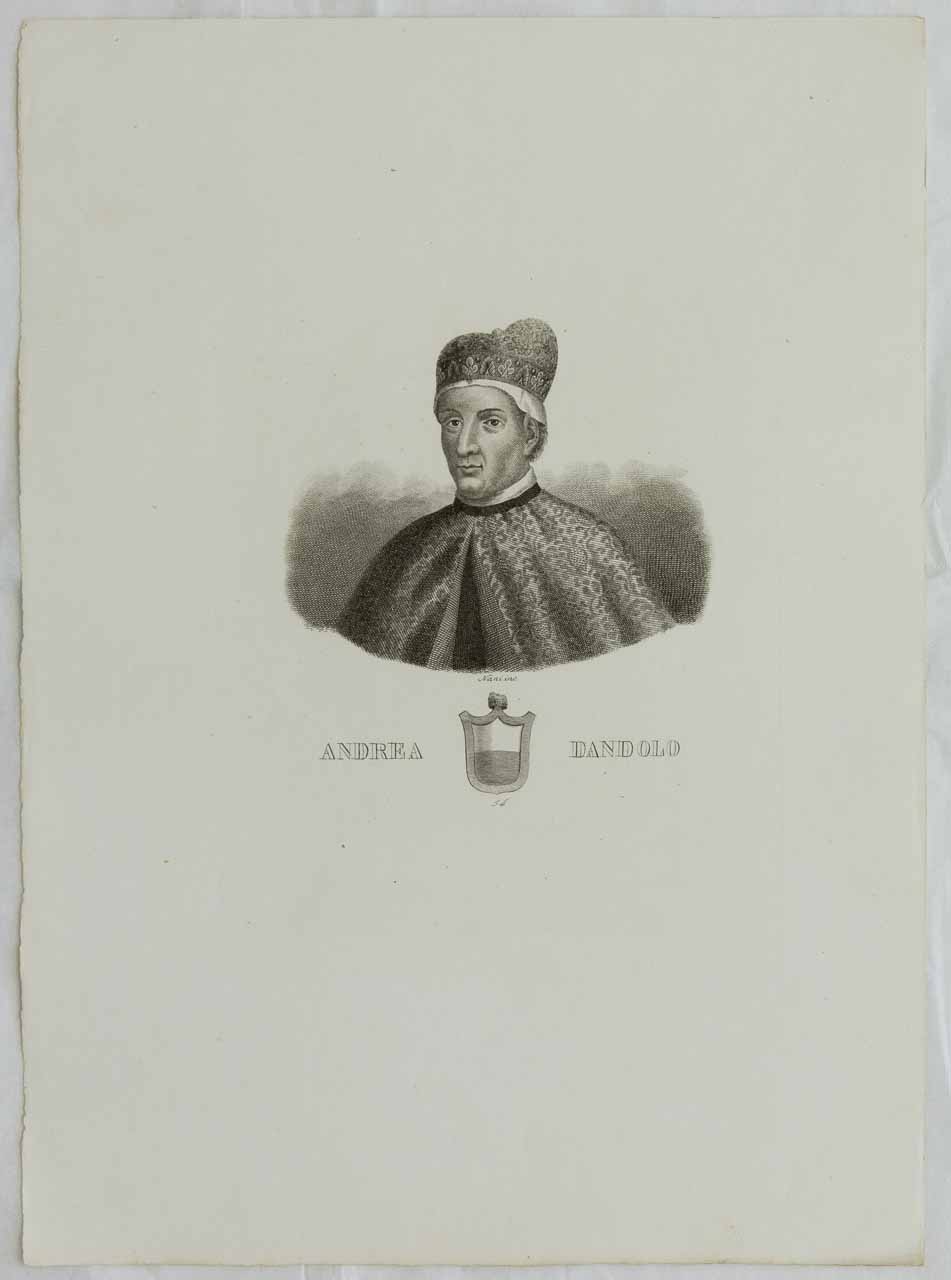 Ritratto del doge Andrea Dandolo (stampa smarginata) di Nani Antonio - ambito bellunese (XIX)