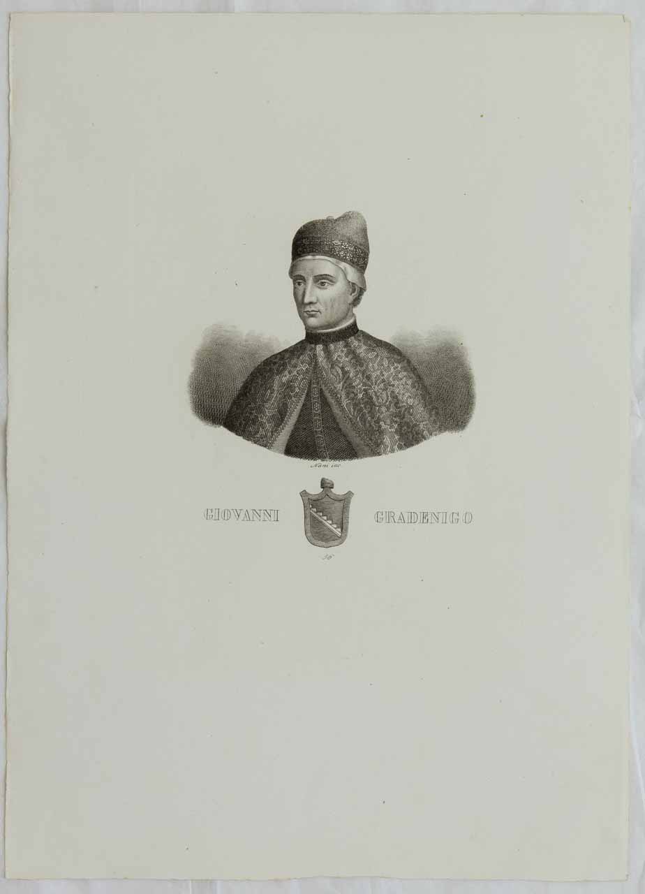 Ritratto del doge Giovanni Gradenigo (stampa smarginata) di Nani Antonio - ambito bellunese (XIX)