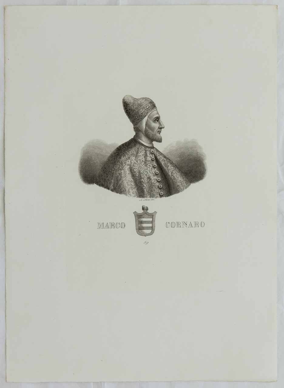 Ritratto del doge Marco Corner (stampa smarginata) di Nani Antonio - ambito bellunese (XIX)
