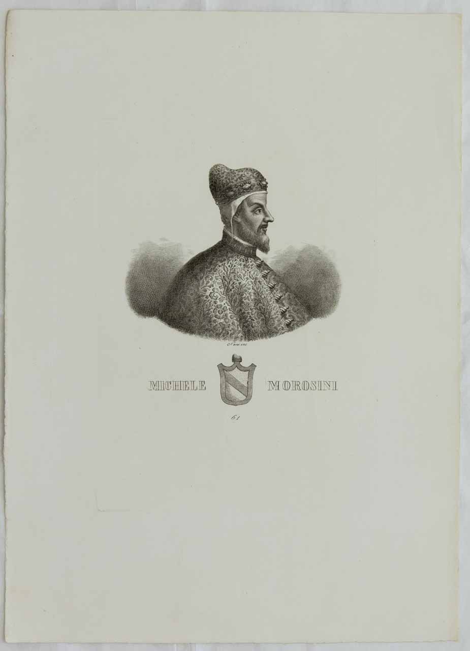 Ritratto del doge Michele Morosini (stampa smarginata) di Nani Antonio - ambito bellunese (XIX)