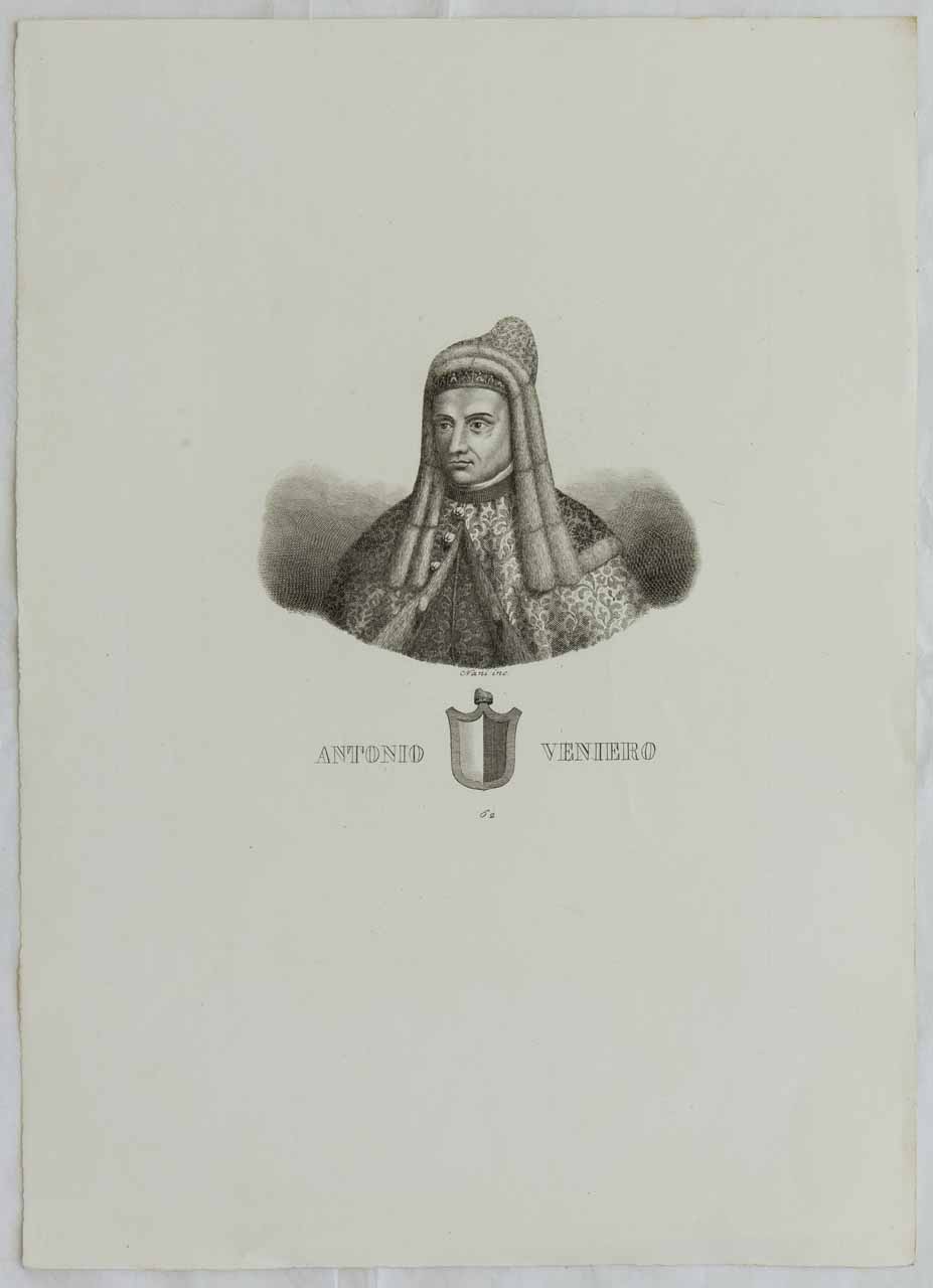 Ritratto del doge Antonio Venier (stampa smarginata) di Nani Antonio - ambito bellunese (XIX)