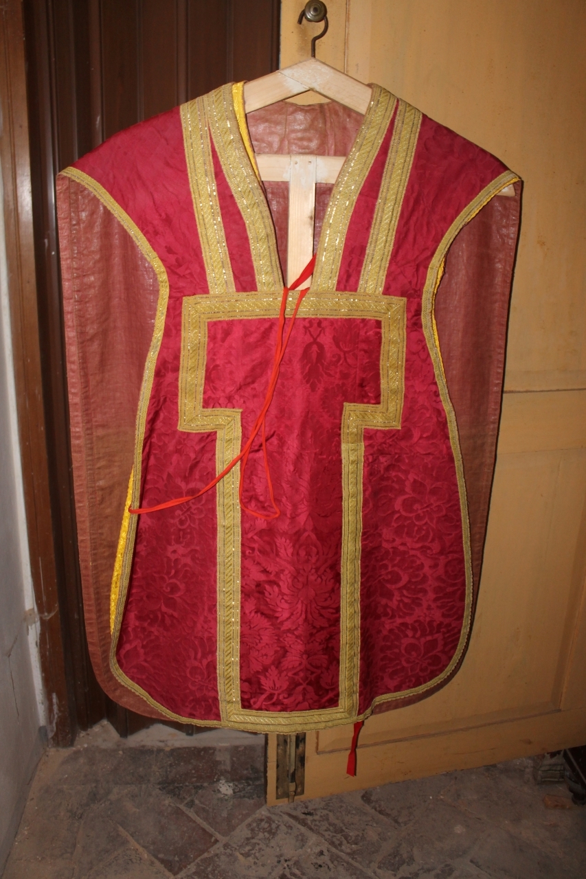 croce con motivi decorativi floreali (pianeta) - manifattura italiana (XIX)