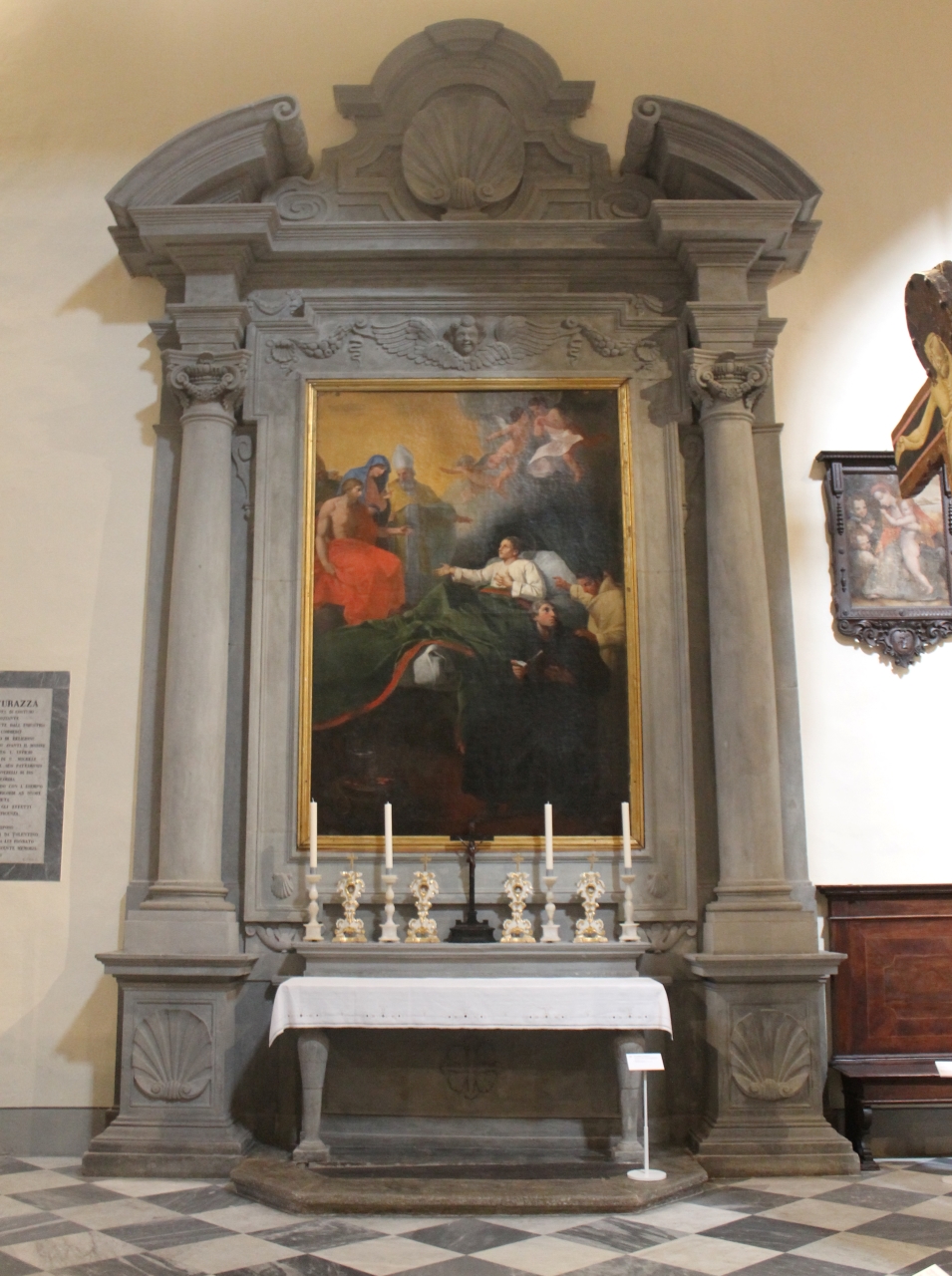 emblema, croce e motivi decorativi (altare) - ambito toscano (XVII)