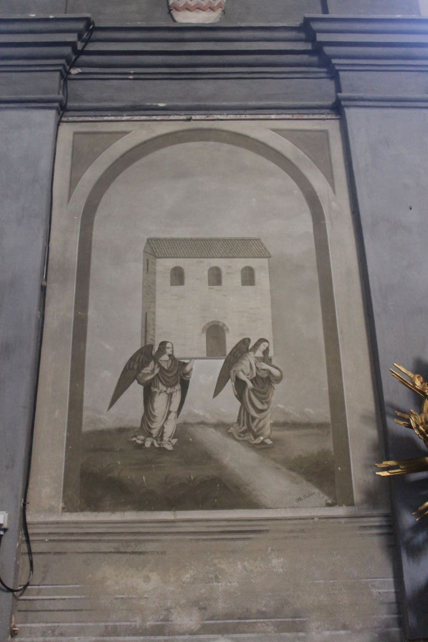 Due angeli reggono la casa di Nazareth, Due angeli reggono la casa di Nazareth (dipinto, elemento d'insieme) di Caluri Mario (XX)