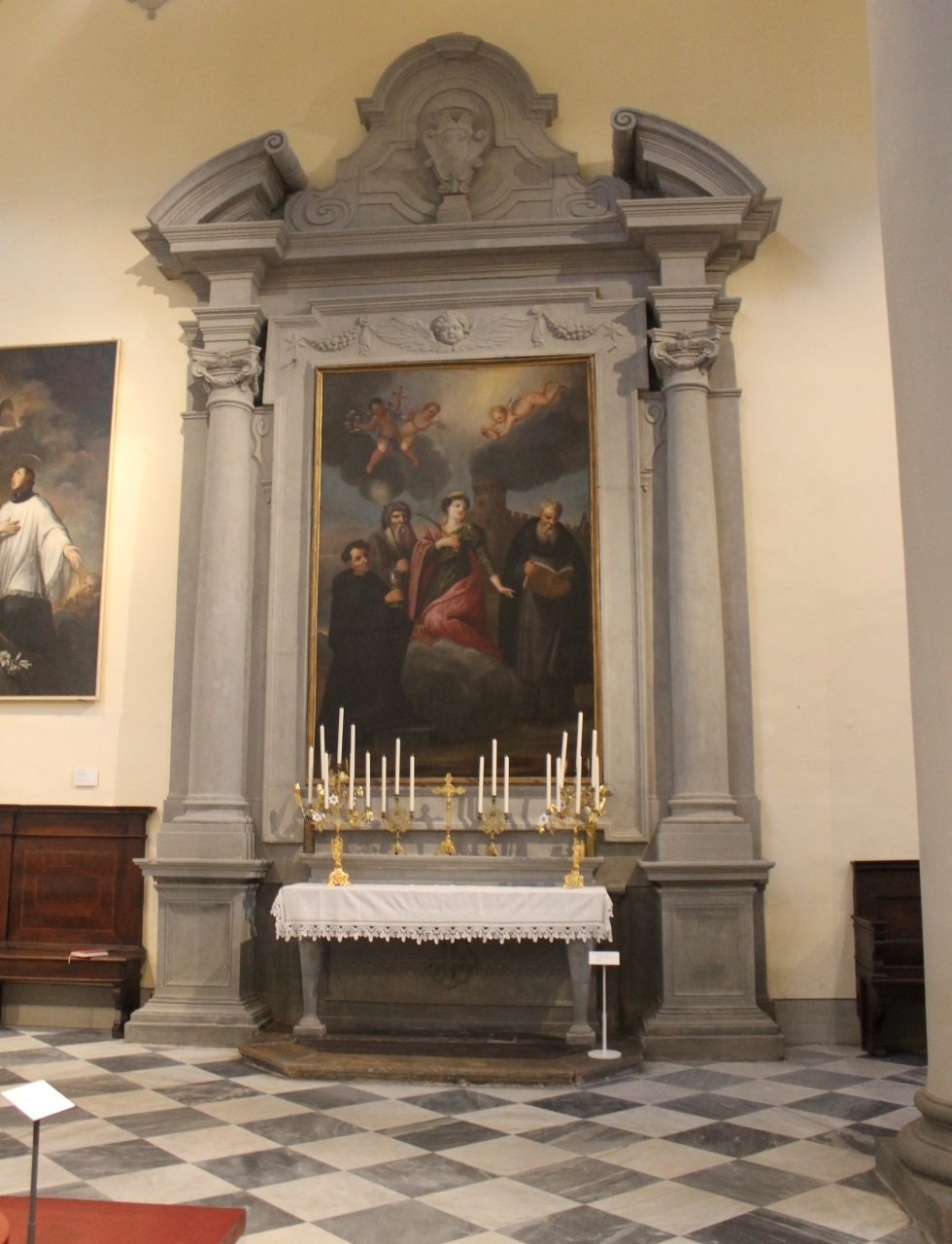 stemma, croce e motivi decorativi (altare) - ambito toscano (XVIII)
